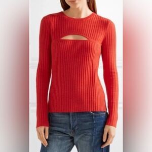 FRAME Denim Cut out Sweater With overlap Elbows in Tomato Size XS EUC